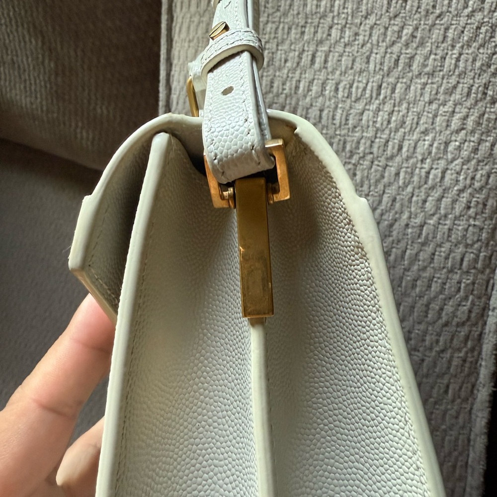 YSL CASSANDRA MINI TOP HANDLE BAG - Beige Leather - Picture 6 of 12